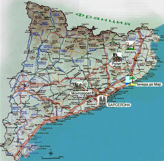 Подробная карта испании на русском языке с курортами подробная с
